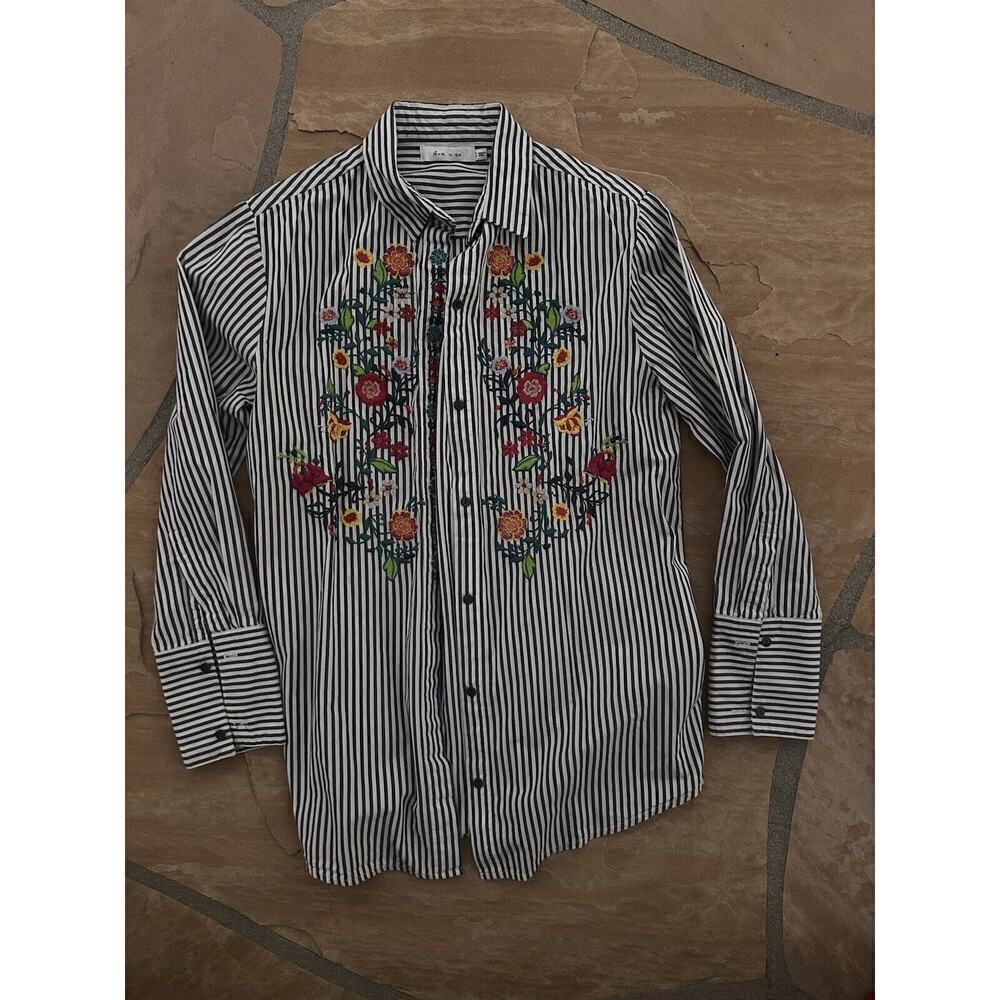 Ark & Co Blouse Womens Size Small Floral Print Button Long Sleeve LS
